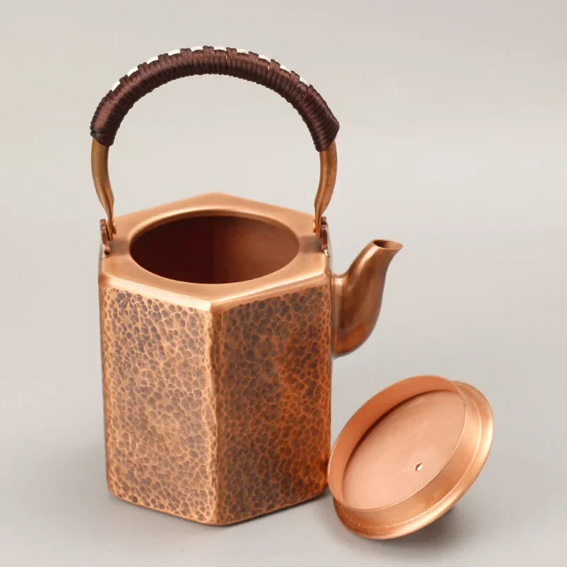 Afralia™ Vintage Copper Boiling Teapot Large Capacity Kung Fu Tea Set