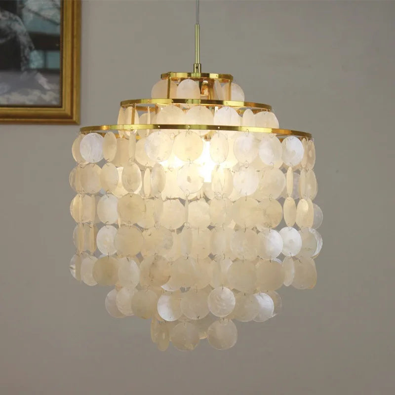 Afralia™ Romantic Shell Pendant Light in Gold Chrome Metal for Bedroom and Dining Room