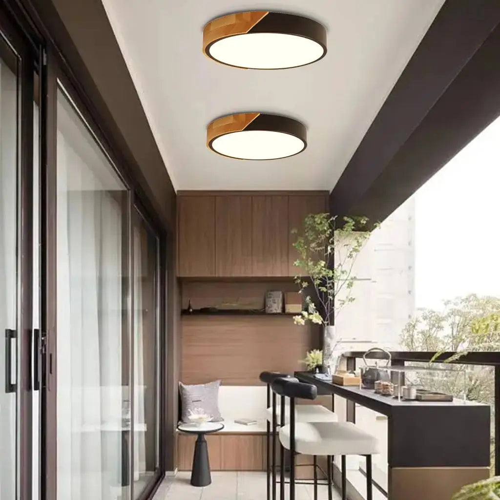 Afralia™ Nordic Wood Led Ceiling Light for Living Room Bedroom, Modern Indoor Decor Lighting