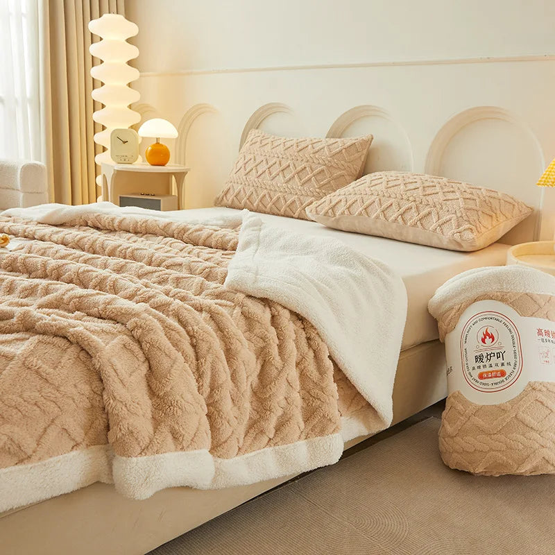 Afralia™ Plush Taffeta Jacquard Blanket | Multi Functional Soft Bedspreads for Bedrooms