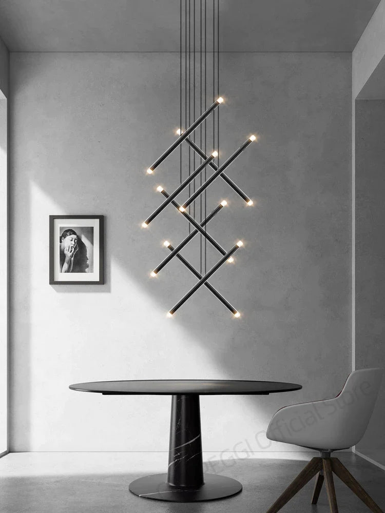 Afralia™ LED Staircase Pendant Chandelier, Modern Nordic Restaurant Hanging Light