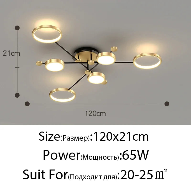 Afralia™ Elegant Multi-Head Gold LED Ceiling Lamp for Living Room & Bedroom
