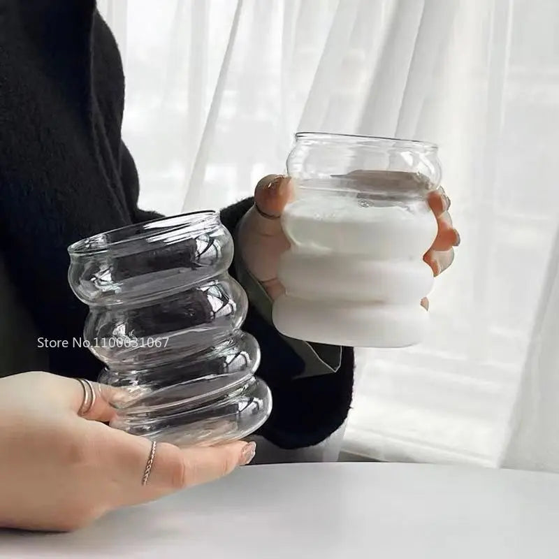 Afralia™ Wave Glass Cup Set: Heat-resistant Drinkware for Home, Cafe, Tea, Coffee, Juice, Milk