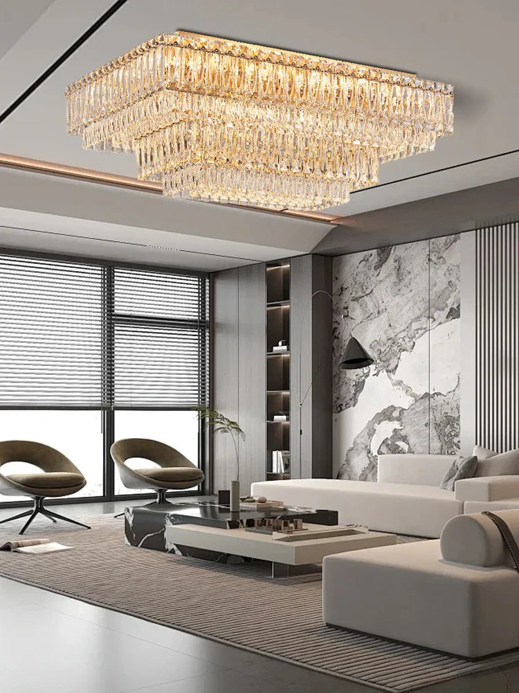 Afralia™ Crystal Round Ceiling Lamp - Nordic Luxury Home Decor Luxe Chandelier