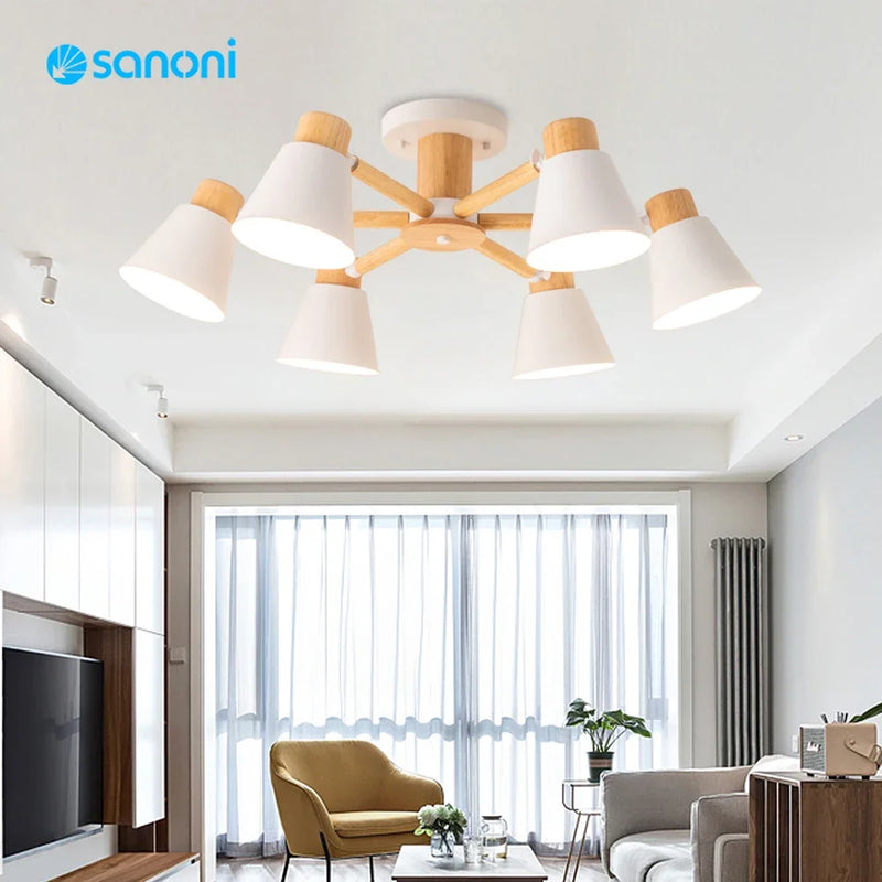 Afralia™ Nordic Wood Ceiling Lamp: A Modern Chandelier for Elegant Home Decor