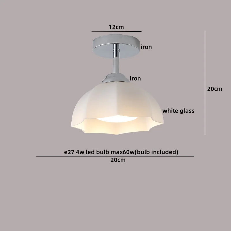 Afralia™ Copper Glass LED Ceiling Light for Indoor Balcony Kitchen Porch Decor