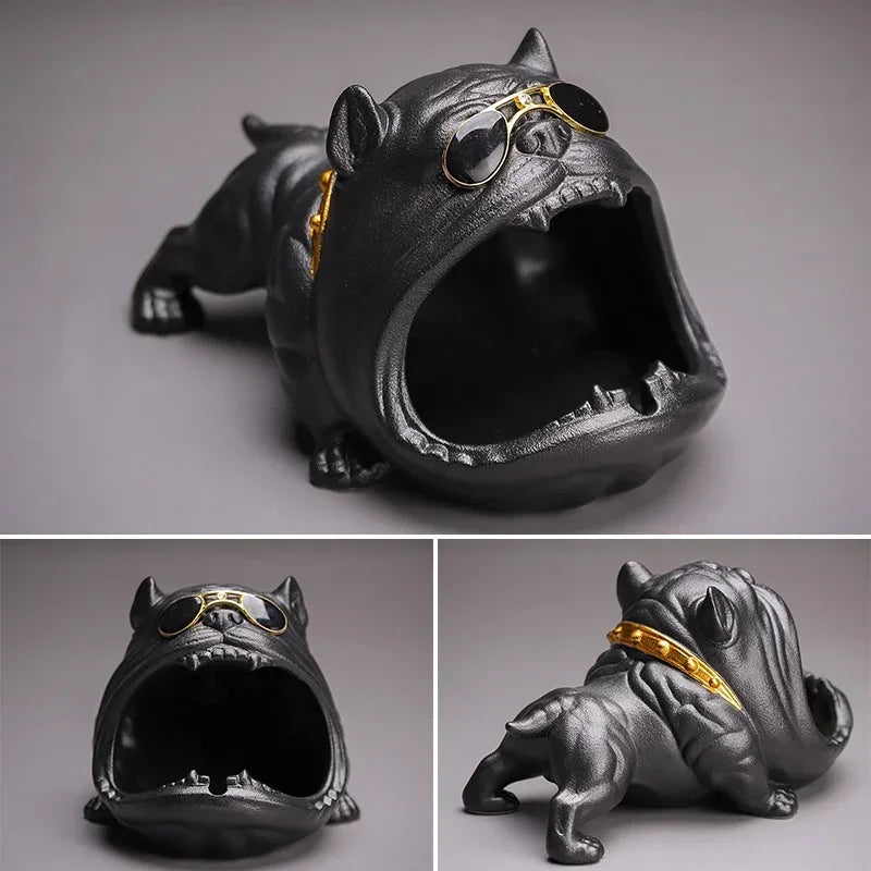 Afralia™ Bulldog Ceramic Ashtray | Desktop Smoking Accessory | Portable Weed Ash Tray