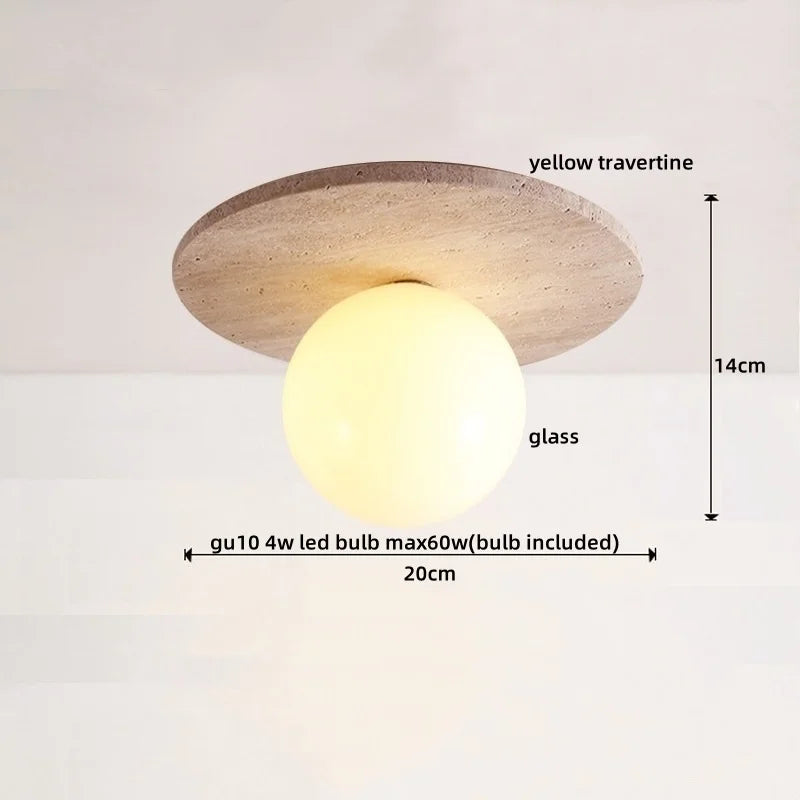 Afralia™ Nordic LED Ceiling Light Hotel Living Room Glass Ball Yellow Stone Lamp