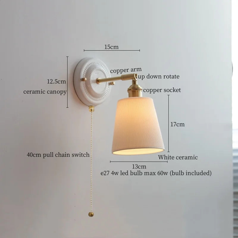 Afralia™ Striped Ceramic LED Wall Sconce: Modern Nordic Interior Light