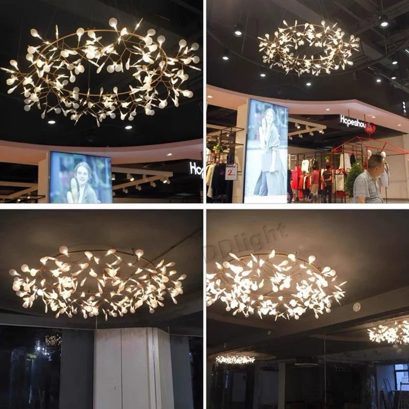 Afralia™ Firefly LED Chandelier: Modern Luxury Rings Pendant Lamp for Living Room & Kitchen