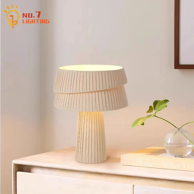 Afralia™ Cream Wind Mushroom Table Lamp LED E27 Retro Atmosphere Decor for Bedroom, Cafe