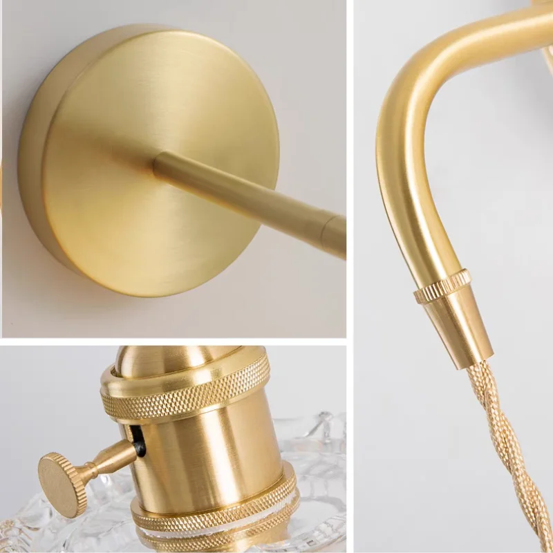 Afralia™ Modern Adjustable LED Wall Lights with Pull Chain Switch and Clear Glass