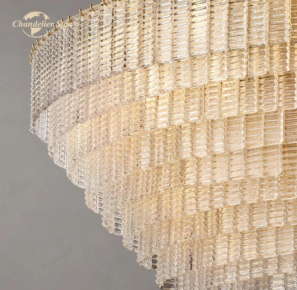 Afralia™ Sirene Glass Oval LED Chandelier for Living Room Hotel Farmhouse