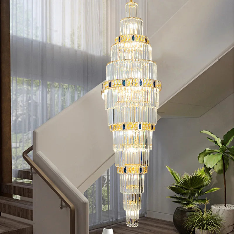 Afralia™ Nordic Modern Luxury Crystal Ceiling Chandelier for Foyer Hotel Stairwell Villa