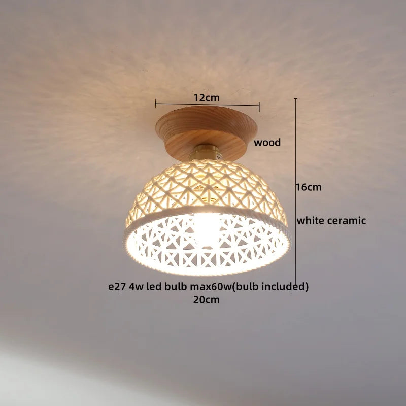 Afralia™ Amber Glass LED Ceiling Lights Modern Decoration for Home Porch Restaurant