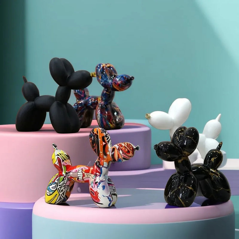 Afralia™ Balloon Dog Sculpture Modern Decor Black White Pink Room Figurines