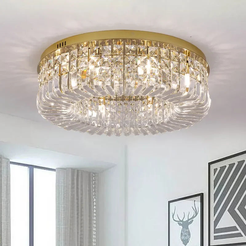 Afralia™ Crystal Gold Ceiling Light for Dining Room, LED Chandeliers Living Room Decoration