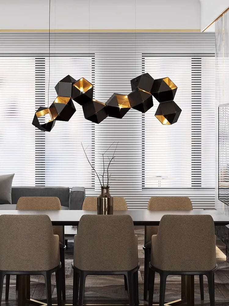 Afralia™ Modern Stainless Steel Pendant Lights for Dining Table - Black Gold Hanglamp