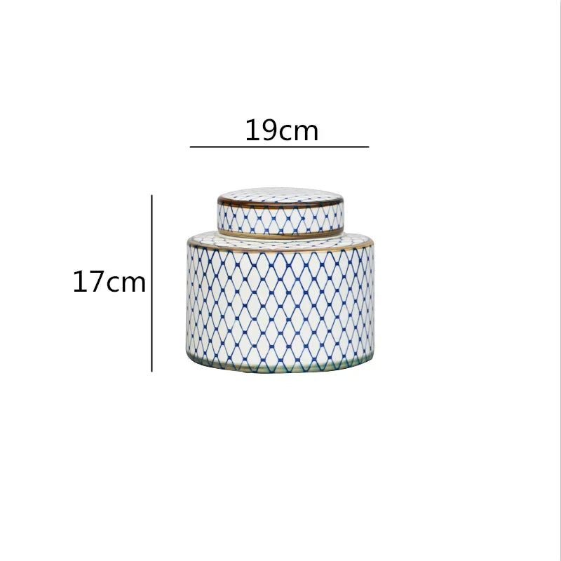 Afralia™ Chinese Retro Ceramics Golden Vase with Cover for Home Décor and Organization