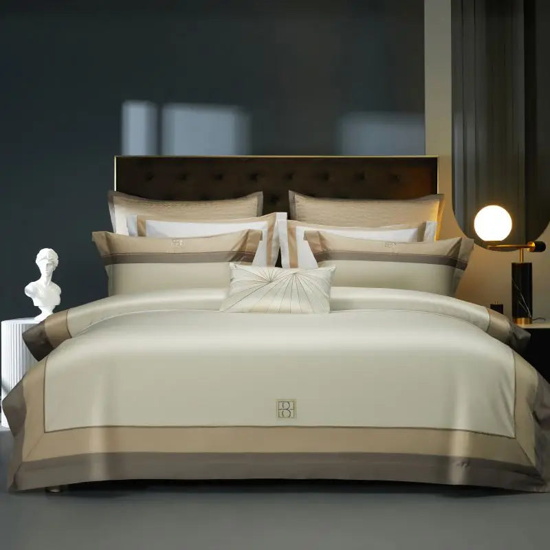 Afralia™ Luxury Embroidery 1000TC Egyptian Cotton Bedding Set: Duvet Cover, Sheet, Pillowcases