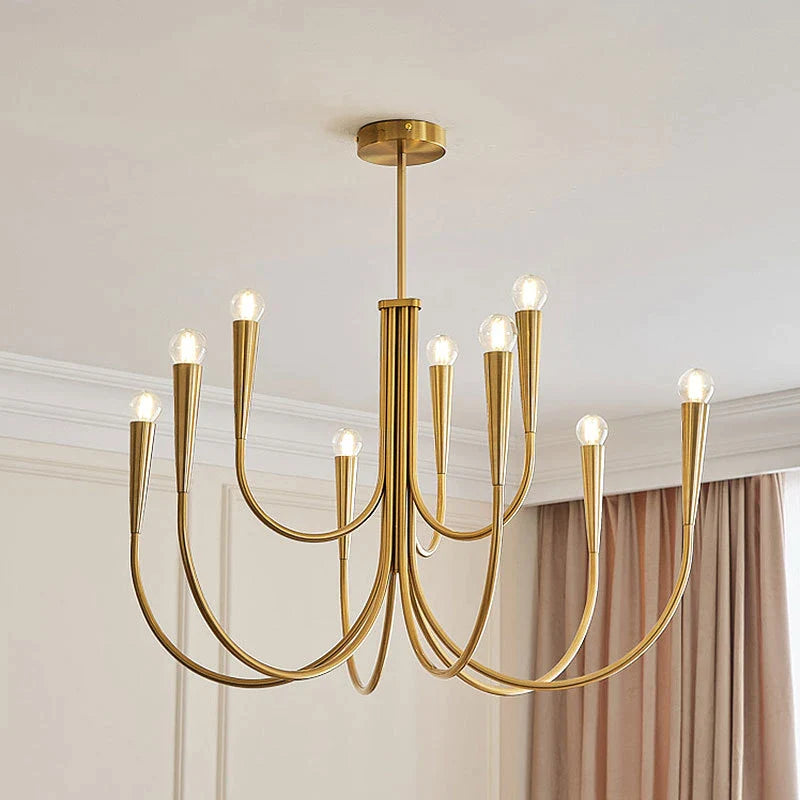 Afralia™ Gold Chandelier: Modern Nordic Metal LED Lighting for Living Room, Kitchen, and Restaurant