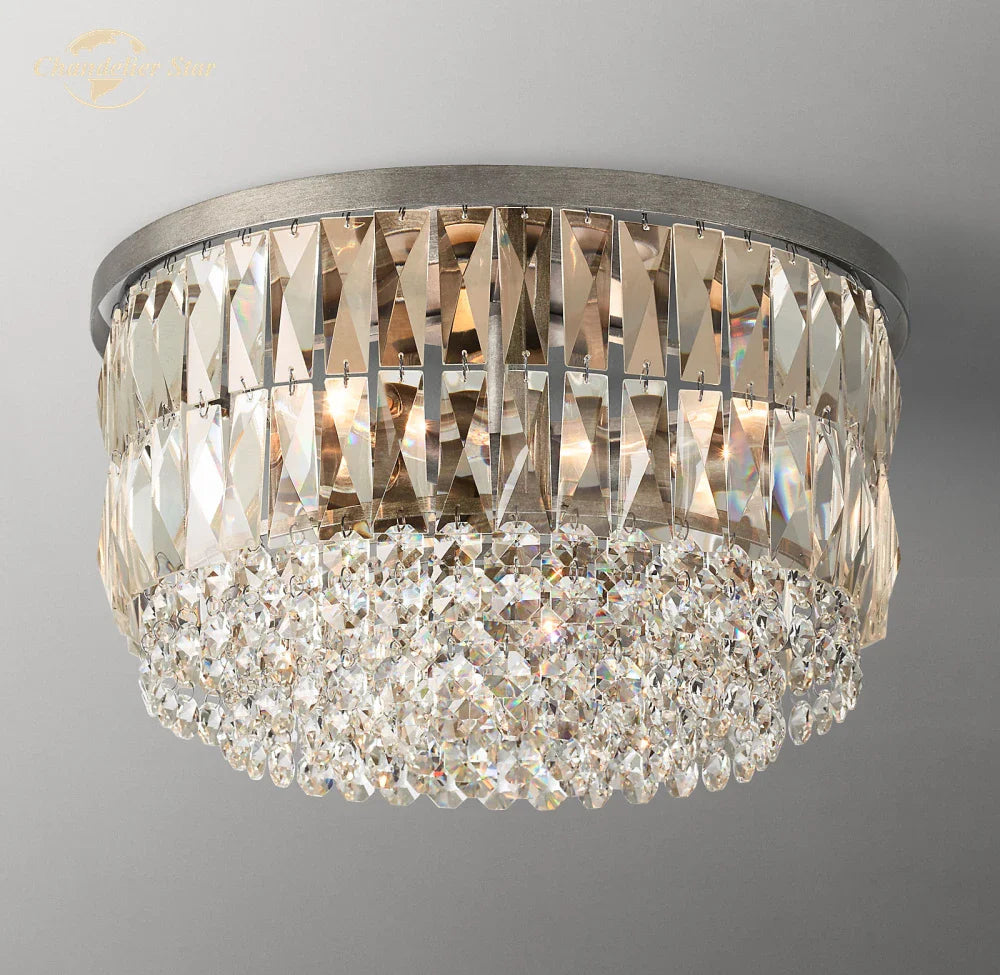 Afralia™ Crystal Flushmount Ceiling Light: Modern Round Bedroom Dining Room Indoor Lamp