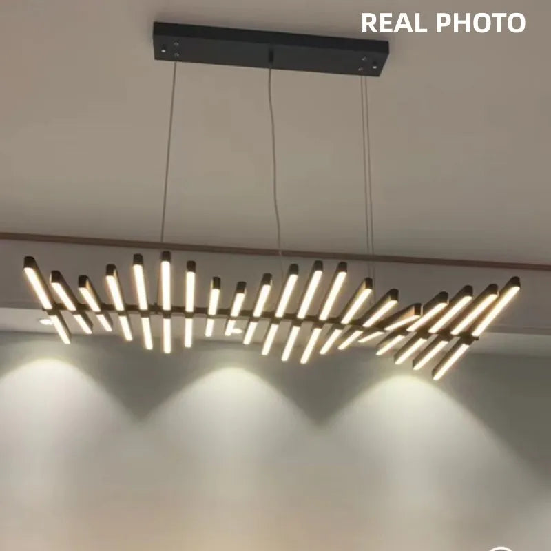 Afralia™ Modern Luxury LED Chandelier Adjustable Pendant Light Black/White Metal