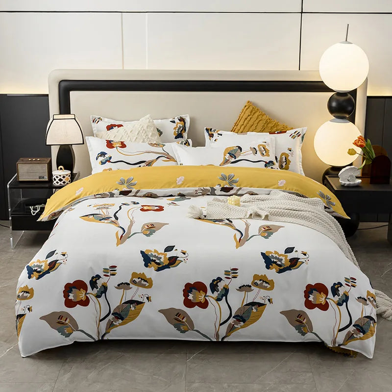 Afralia™ Soft Plant Printed Bedding Sets Cozy Quilt Cover for Summer & Autumn