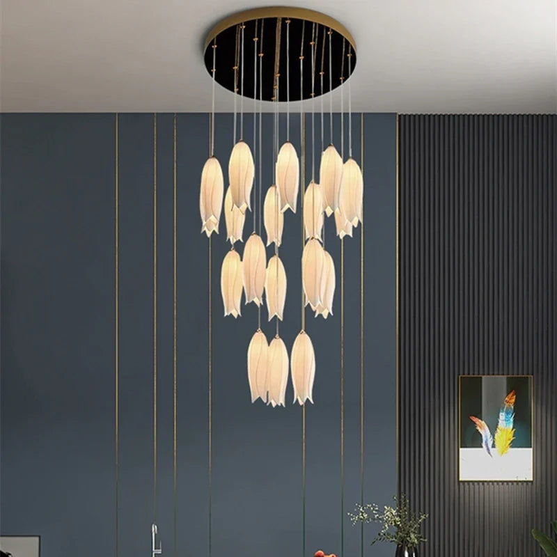 Afralia™ Nordic Tulip Chandelier: Multi-heads Pendant Lamp for Villa, Hotel, Restaurant, Bedroom