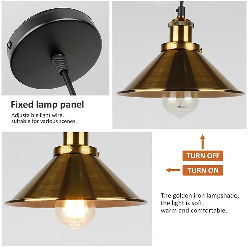 Afralia™ Vintage Pendant Lamp - Black Gold Industrial Loft Hanging Light