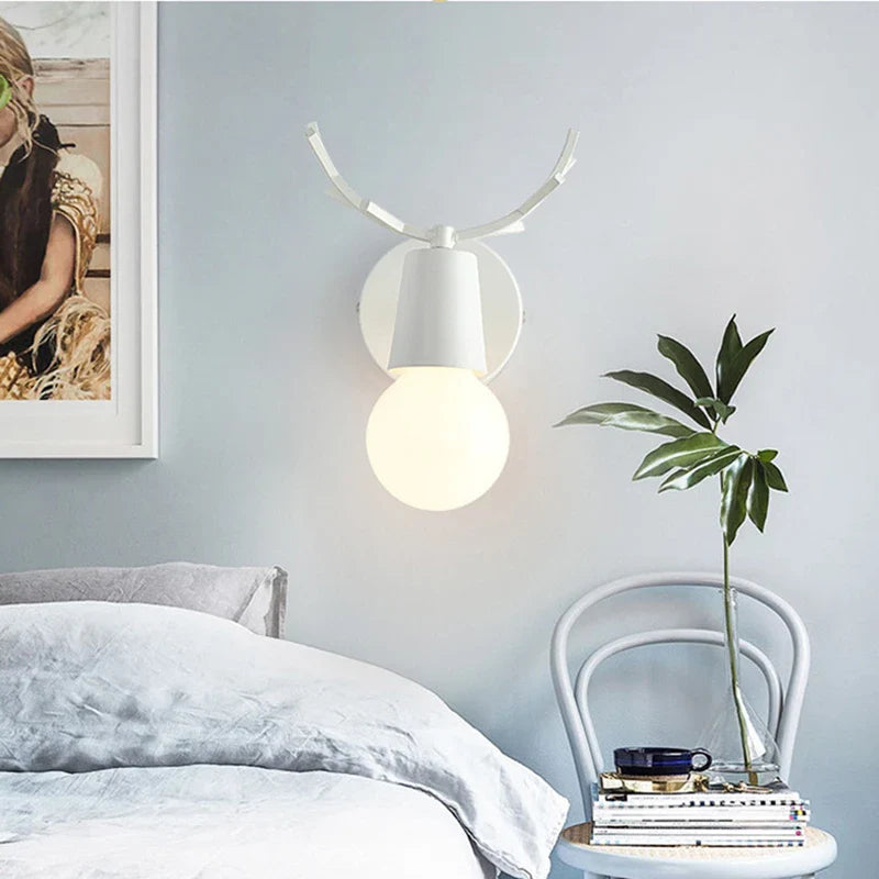 Afralia™ Nordic Deer Head LED Wall Lamp - Modern Minimalist Bedroom Lighting