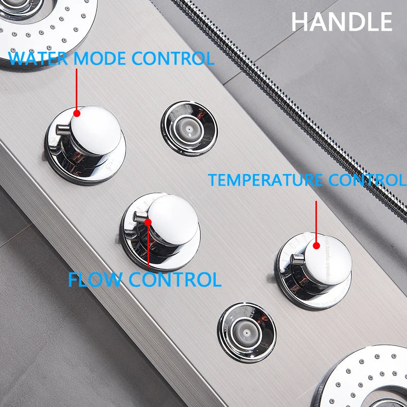 Afralia™ LED Shower Panel Column Faucet with Rainfall Waterfall, Back Jet, Mixer Tap