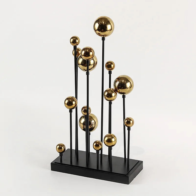 Afralia™ Geometric Metal Ornaments Golden Balloon Home Decor