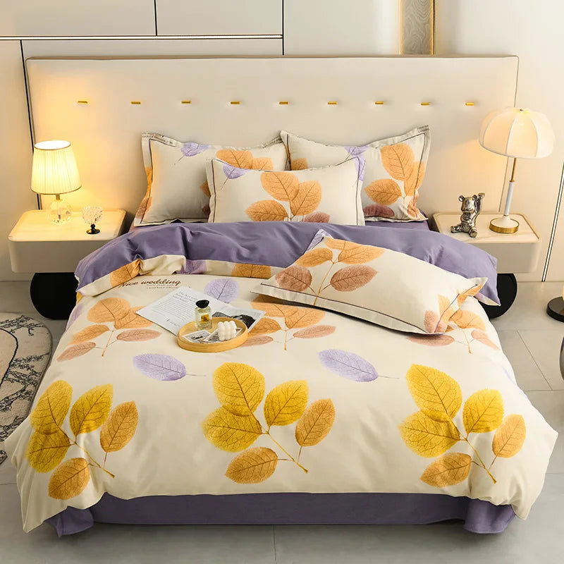 Afralia™ Brushed Cotton Printed Duvet Cover Set - Single/Double Bed Bedclothes