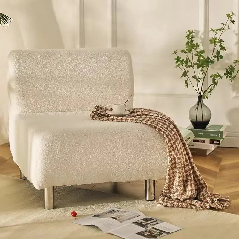 Afralia™ Nordic Lamb Cashmere Single Sofa Chair for Home Living Room