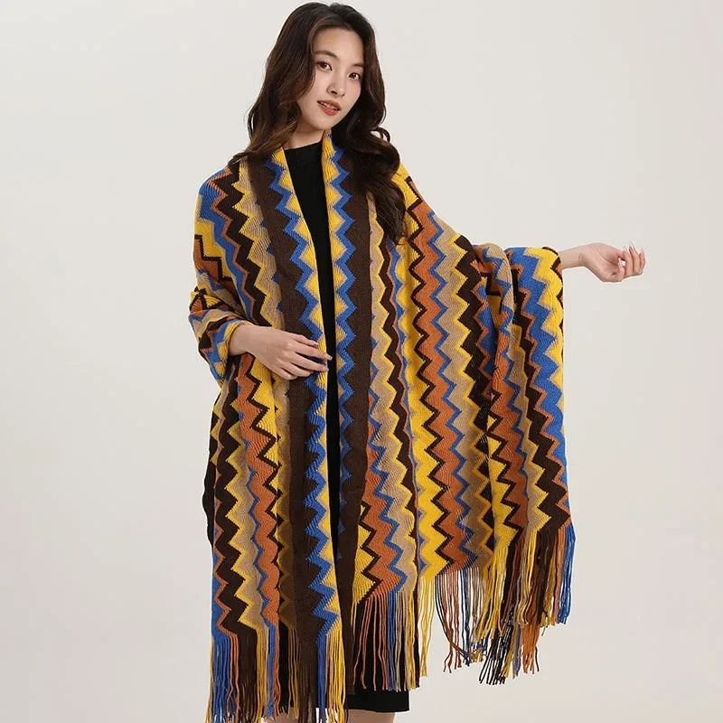 Afralia™ Bohemian Wavy Fringe Shawl: Fashionable & Multifunctional Sofa Cover Blanket