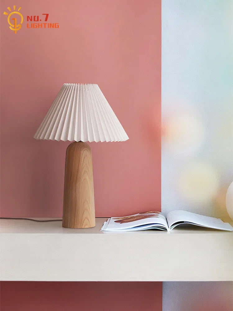 Afralia™ Mushroom Table Lamp LED Solid Wood Desk Light for Romantic Bedroom Decor