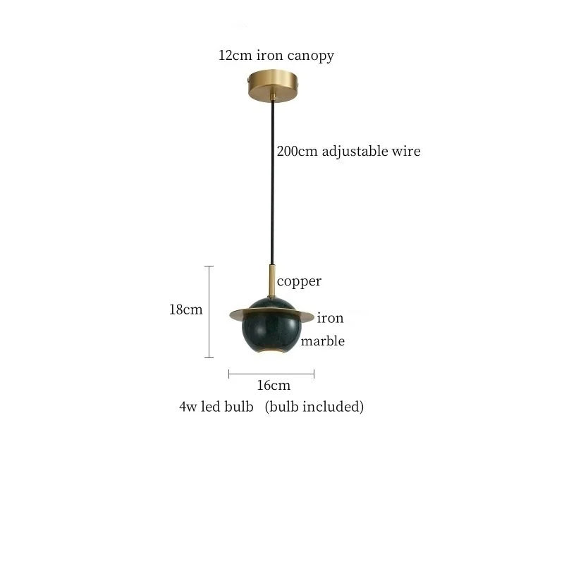 Afralia™ Emerald-Green Marble LED Pendant Lamp for Modern Spaces