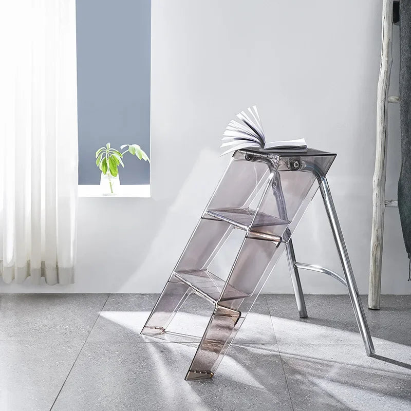 Afralia™ Portable Telescopic 3-Step Acrylic Folding Ladder