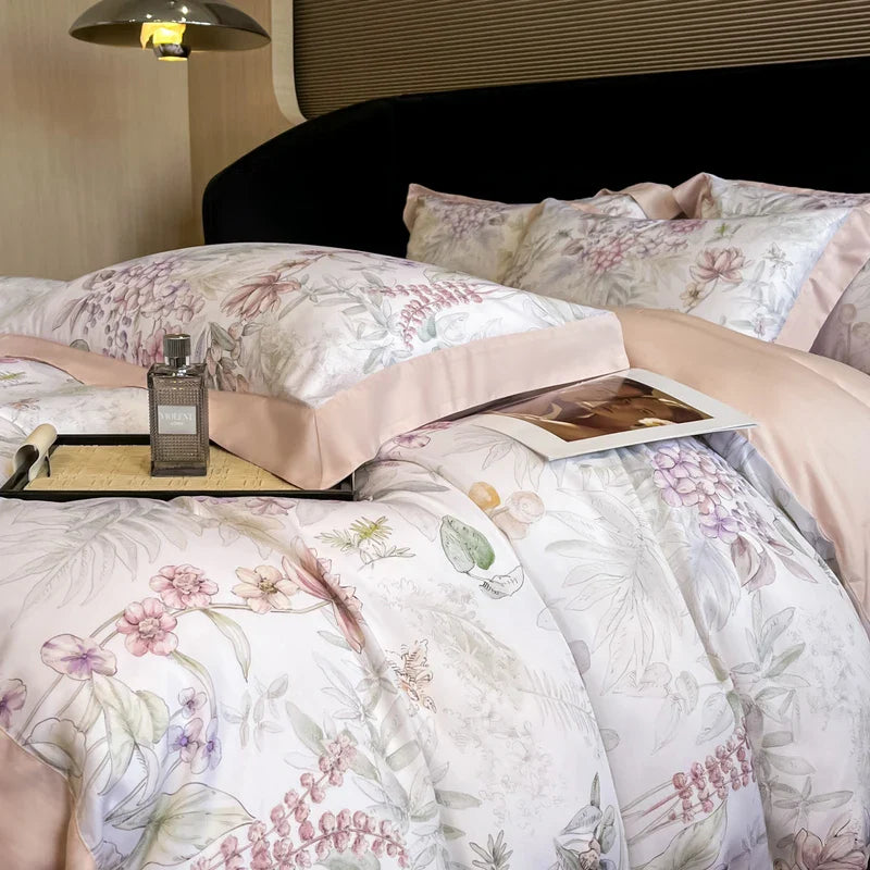 Afralia™ Eucalyptus Fiber Flowers Bedding Set: Duvet Cover, Bed Sheet, Pillowcase - 4Pcs