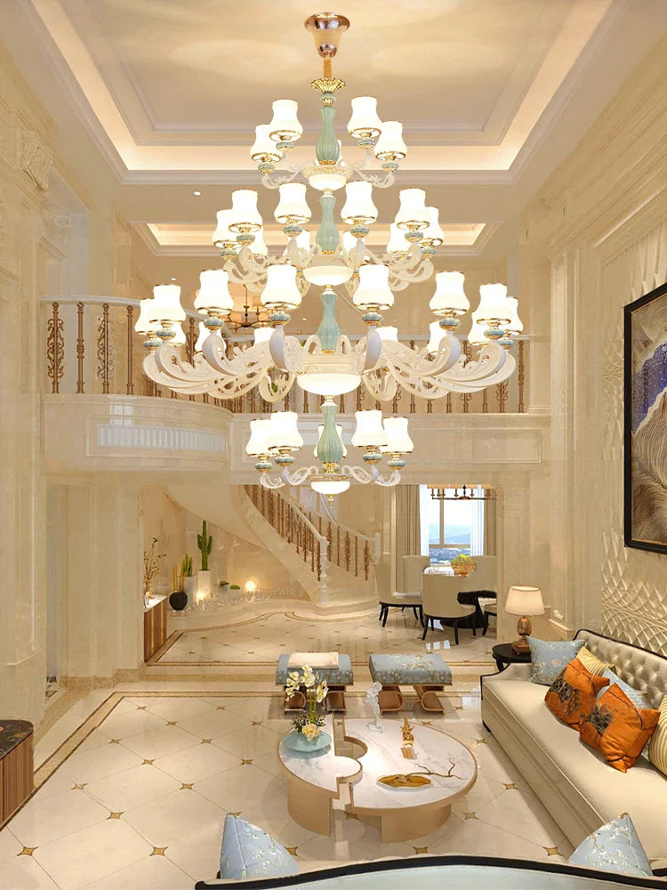 Afralia™ Deluxe Duplex Living Room Chandelier - Elegant Villa & Hotel Pendant Lighting