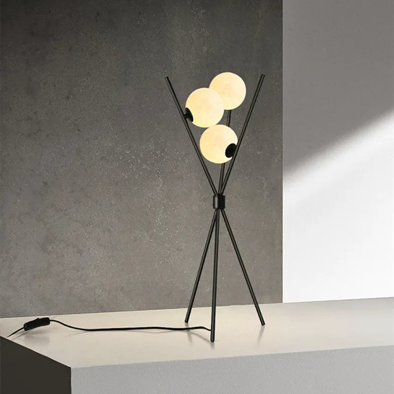 Nordic Moon LED Floor Lamp on Iron Tripod - Afralia™ Modern Living Room Bedroom Decor