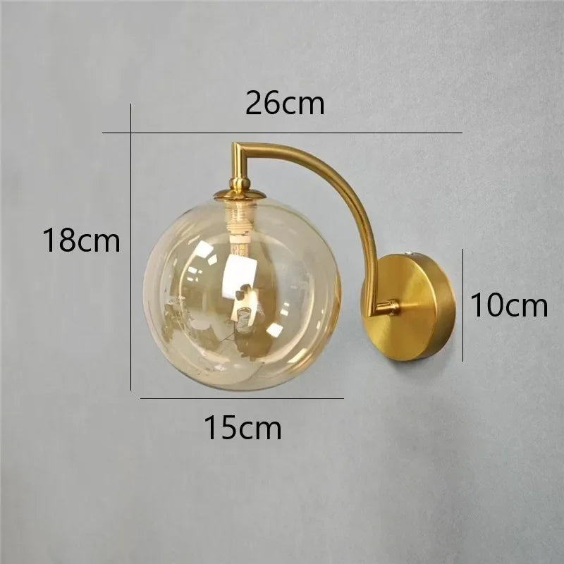Afralia™ Glass Ball LED Wall Sconce for Living Bedroom Dining Kitchen - Minimalist Design