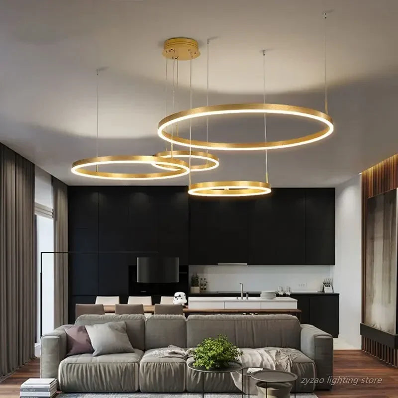 Afralia™ Modern Polar Ring LED Chandelier for Home Living Room Decor and Kitchen Lighting