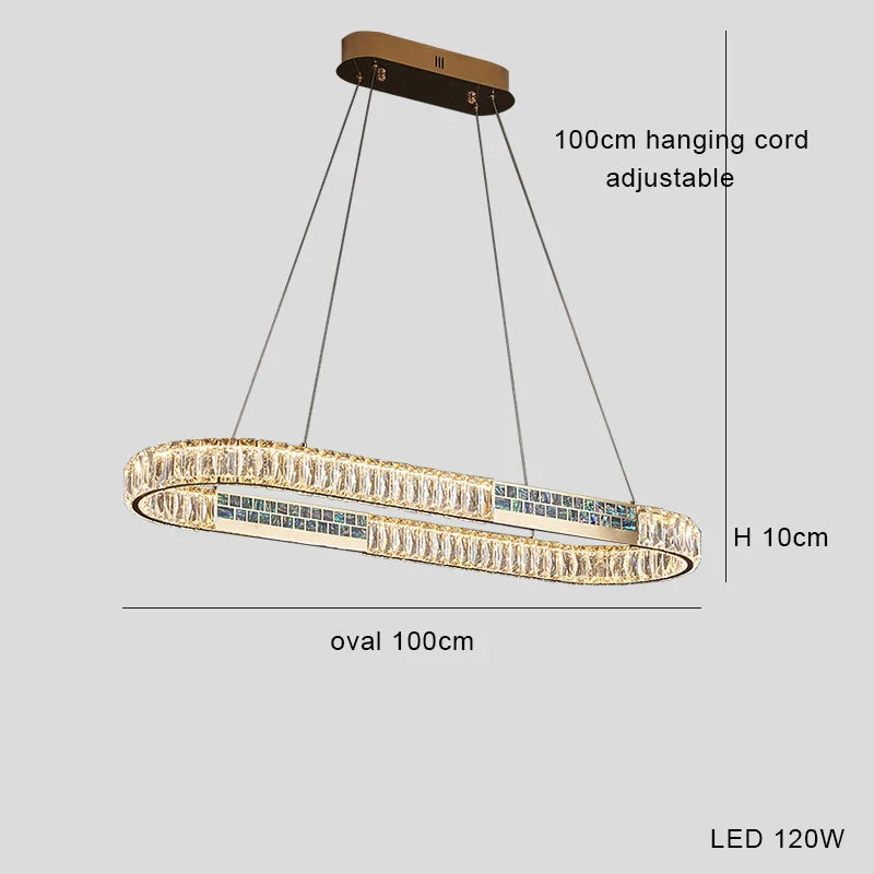 Afralia™ Crystal Ring Ceiling Chandelier | Stainless Steel | Luxury Home Decor