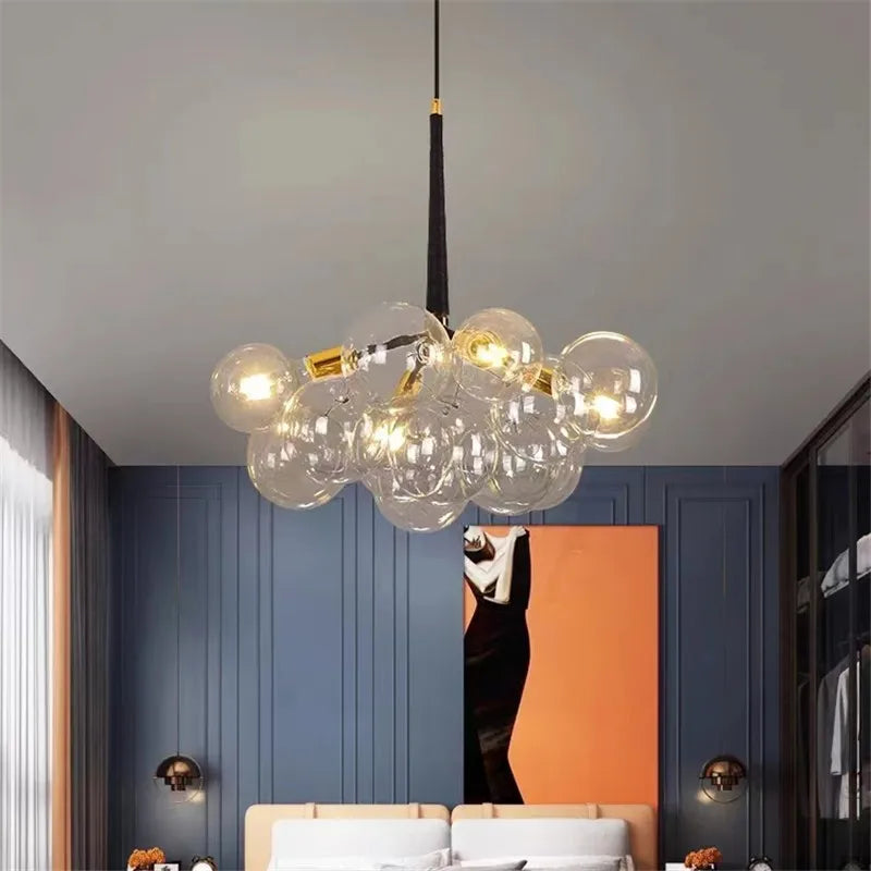 Afralia™ Bubble Chandelier: High Quality LED Lighting for Bedroom and Lounge
