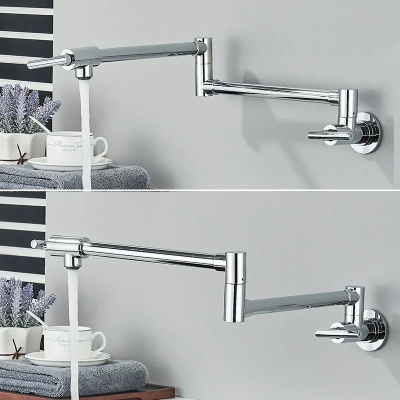 Afralia™ Double Joint Pot Filler Faucet Swing Arm Wall Mount Kitchen Tap
