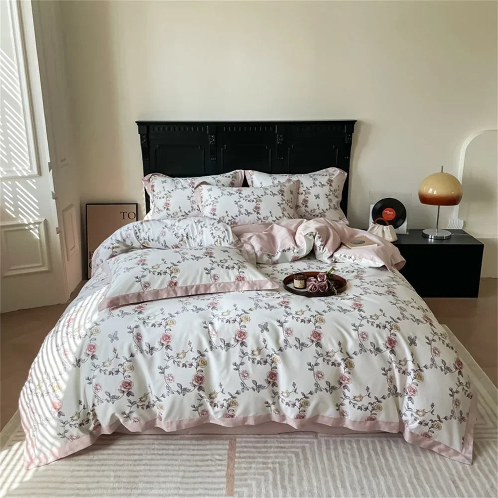 Afralia™ Yellow Lemon Fruit Satin Egyptian Cotton Duvet Cover Set - Queen King Size