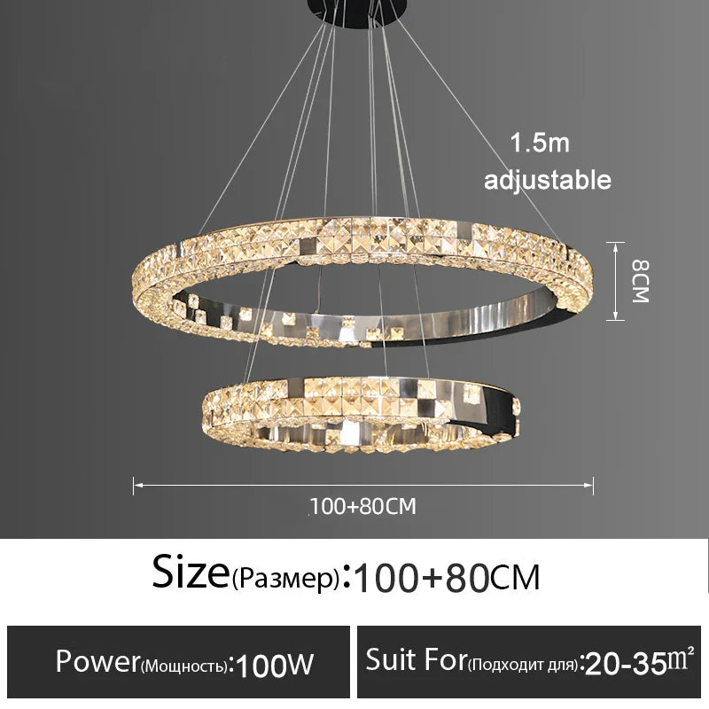 Afralia™ Luxury Crystal Pendant Chandelier with LED Lights for Dining, Bedroom, and Living Room