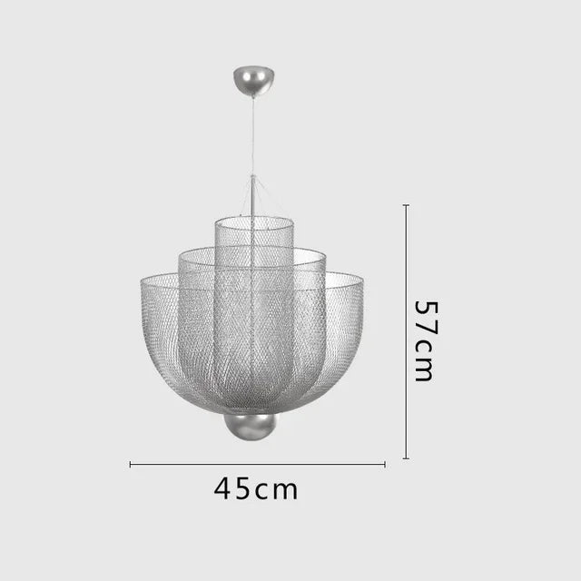 Afralia™ Metal Grid LED Chandelier Moooi Designer Pendant Iron Geometric Hollow Hanging Lamp